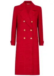 Alice + Olivia Nicholas Double-breasted Tweed Coat - Red - XL (UK16 / XL) XL (UK16 / XL)