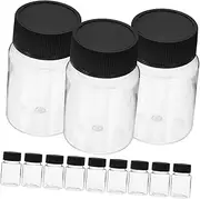 TOKIDNY 24pcs Travel Bottles with Black Screw Caps Wide Mouth Sample Vials for Liquid Sampling Transparent Plastic Reagent Containers for Lab and Scientific Experiments