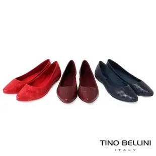 【TINO BELLINI 貝里尼】巴西進口尖頭菱格平底鞋FWBV034-2(紅色)