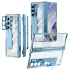 Clear Plating Hinge Protection Stand Case+Screen Protector for Samsung Z Fold 6