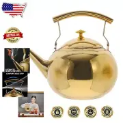 Elegant Gold Whistling Tea Kettle - Stainless Steel 2L Teapot with Infusers