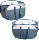 2 Pcs Collapsible Laundry Baskets, Tear Proof Pop up Laundry Hamper with Dual Ha