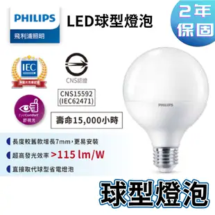 〖飛利浦〗LED 球型燈泡 7W 白光 黃光 燈泡 E27 超高發光率 造型 花燈 壁燈✨開發票✨【實體門市】鋐欣