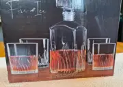 Bar 5-Piece Whiskey Set Decanter set with DOF Glasses fire and Ice collection