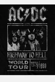AC/DC T Shirt Highway to Hell World Tour 1979 1980 Official Mens Black Medium