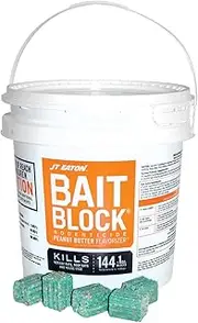 JT Eaton 166004 709-PN Bait Block Rodenticide Anticoagulant Bait Peanut Butter Flavor for Mice and Rats (9 lb Pail of 144)