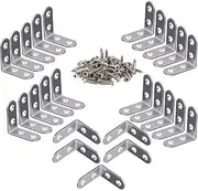 [LANGING] 25Pcs L Shaped Corner Braces Fastener Stainless Steel 90 Degree Right Angle Brackets with Screws Silver
