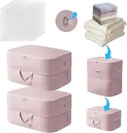 [LZYMSZ] 2 Pcs Ultra Space Saving Self Compression Organizer, Comforter Storage Bag with 5 Pcs Clear Storage Bags,Storage Tote for Space Saving, Self Compression Moving Organizer for Clothes,Blankets, Bedding