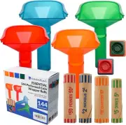 ESSENTIAL 144 Pcs Assorted Preformed Coin Wrapper Rolls with Color Coded...