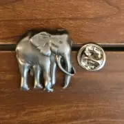 ELEPHANT Silver Pewter LAPEL Hat Badge BROOCH Pin