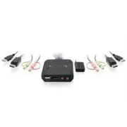 IOGEAR 2-Port USB DisplayPort Cable KVM Switch - 4K 30Hz - Remote Switch Button