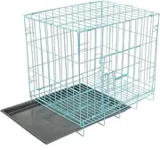 FOMIYES Metal Wire Dog Crate Foldable Travel Dog Cage with Tray Pet Cage for Small and Medium Dog, Cat, Rabbit (Blue, 60cm)
