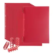 12 Pack A4 22 Mil Plastic Notebook Binder Covers with Binding Comb, Red