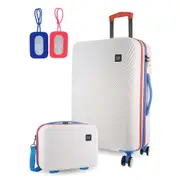 GAP MEDIUM Hard Shell with Mini Beauty Case Set + Assorted Leather Tag - White