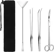 Aquarium Tools Kit,4 in 1 Long Stainless Steel Tweezers Scissor Spatula Multi Fu