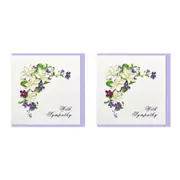 2x Boyle Handmade Paper 15cm Greeting Card/Envelope Sympathy Purple/White Flower