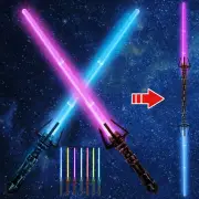 2x Light Up Saber 2-in-1 Dual Light Sword with FX Sound Expandable Light Swords