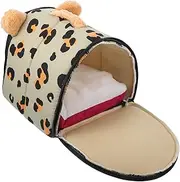 HAPINARY Warm Hamster Nest Hut Leopard Print Guinea Pig Bed Cave Soft Pet Hideout Nest