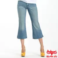 在飛比找Yahoo奇摩購物中心優惠-BOBSON 女款低腰刷洗八分小喇叭褲(藍104-58)