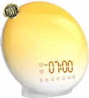 Wake-Up Light Alarm Clock, Sunrise&Sunset Simulation,7 Sounds, FM Radio,7 Colors