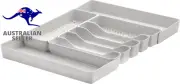 Hexa 6-Divider Expandable Silverware Tray (Stone Gray) - In-Drawer Organizer for