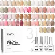 GAOY Jelly Gel Nail Polish Kit, 33Pcs Sheer Pink Gel Polish Set with Glossy & Matte Top Coat and Base Coat for Nail Art DIY at Home, Mint Jelly