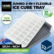 Flexible Ice Cube Tray With Tray Jumbo 32 Cubes Easy Release NEW AU Stock