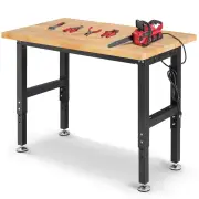 ENJOYWOOD 48 inch Worktable Workbench with Power Outlet 2000 lbs Load Capacity Garage Table Desk Adjustable Height Work