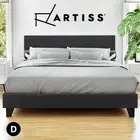 Artiss Bed Frame Double Size Mattress Base Wooden Platform Fabric Charcoal NEO