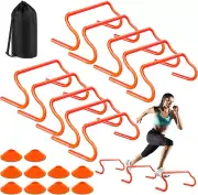 Agility Hurdles Training Equipment - 10 Speed Hurdles and 10 Soccer Cones with C