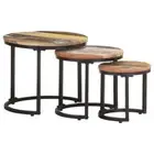 Nesting Side Tables 3 Pcs Wooden Industrial Style Furniture End Coffee Table Set