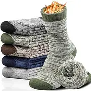[Yeblues] 5 Pairs Thick Wool Socks Mens, Warm Winter Fuzzy Socks,Soft Wool Hiking Socks Men Moisture Wicking Boot Socks