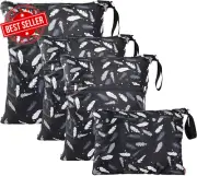 4 Pack Wet Dry Cloth Diaper Bags - Baby Waterproof Washable Reusable Hanging Dia