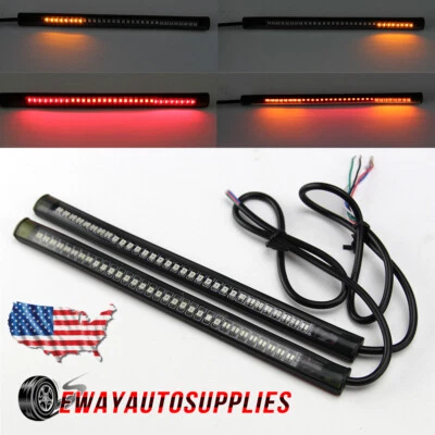 48 LED Motorcycle Turn Signal Tail Brake Running Strip Light Integrated Flexible