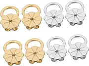 FONDOTIN 8pcs Flower Earring Backings for Droopy Ears Adjustable Earring Lifter Elegant Gold Designs for Enhanced Comfort and