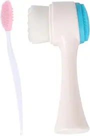 HONMEET 2pcs Face Wash Brush + Nose Brush Skin Cleansing Brush Face Brush Face Cleaning Brush Women Facial Brush Facial Silicone Brush Blue Handle Massage Piece + Nylon Hair