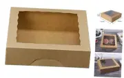 [15pcs] 10inch Kraft Bakery Boxes, Large Pie Boxes with PVC Window Natural