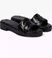 Valentino Garavani Black 03 Atelier Rose Slide Sandals Mules Slippers 37