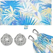 Tropical Style Blue White Leaves Hammocks for Camping with Tree Straps Swing Hammock for Camping Travel Accessories