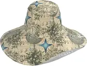 [Yoogain] Retro Old Books Pattern Stars Green Leaves Foldable Woman Hats for Gym Decorative Travel Sun Hats for Trucker Essentials Gorras para Mujer, Retro Old Books Pattern Stars Green Leaves, One Size
