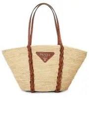 Prada Straw and Leather Tote