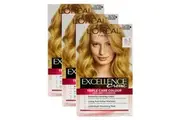 3PK Loreal Excellence Creme Hair Triple Care Colour Dye 8.3 Golden Blonde