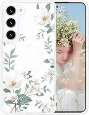 RUNGOS Magnetic for Samsung S23 Plus / S23+ Case MagSafe [Beautiful Flower Prints] [Strong Magnet] [12Ft Drop Tested] Hard Back Shockproof Cover for Samsung Galaxy S23 Plus Case, Magnetic Case 6.6''