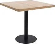 [vidaXL] Dining/Bistro/Bar Square Table - Light Brown MDF Top, Black Steel Base - Easy Clean for Home, Kitchen, Cafe, Scandinavian