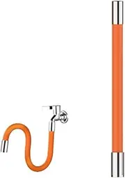 Changyeah 50 Cm 360° Free Rotating Foaming Splash-Proof Sink Hose, Flexible Water Tap Extender,Multipurpose Connector Kitchen Faucet Extender Kit,Kitchen Mixer Tap Rubber (Orange)
