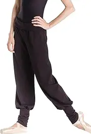 [Wearmoi] Wear Moi OPUSMBLA Ballet Warm-Up Pants, Women's, Drawstring Waist, No Pockets, 4-Way Stretch Jersey (M), Black