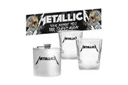 Metallica Set of 2 Spirit Glasses with Flask and Bar Mat Runner