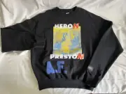 $565 AUTHENTIC HERON PRESTON Black Long Sleeve Crew Neck Sweatshirt Mens Small