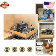 Sliding Bamboo Cupboard Shelf - Elegant 20.5''W Kitchen Organizer with Dividers