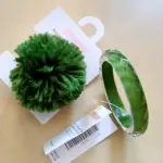 Girls Gymboree Green Bangle Bracelets & Green Pom Pom Ponytail Holder